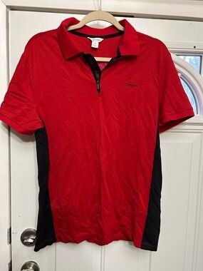 Calvin Klein Red and Black Short-Sleeve Polo Shirt
